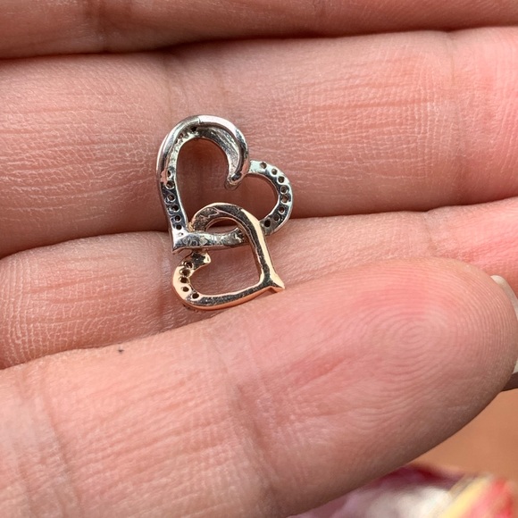 Kay jeweler silver rose gold Diamond heart pendant - Picture 3 of 5